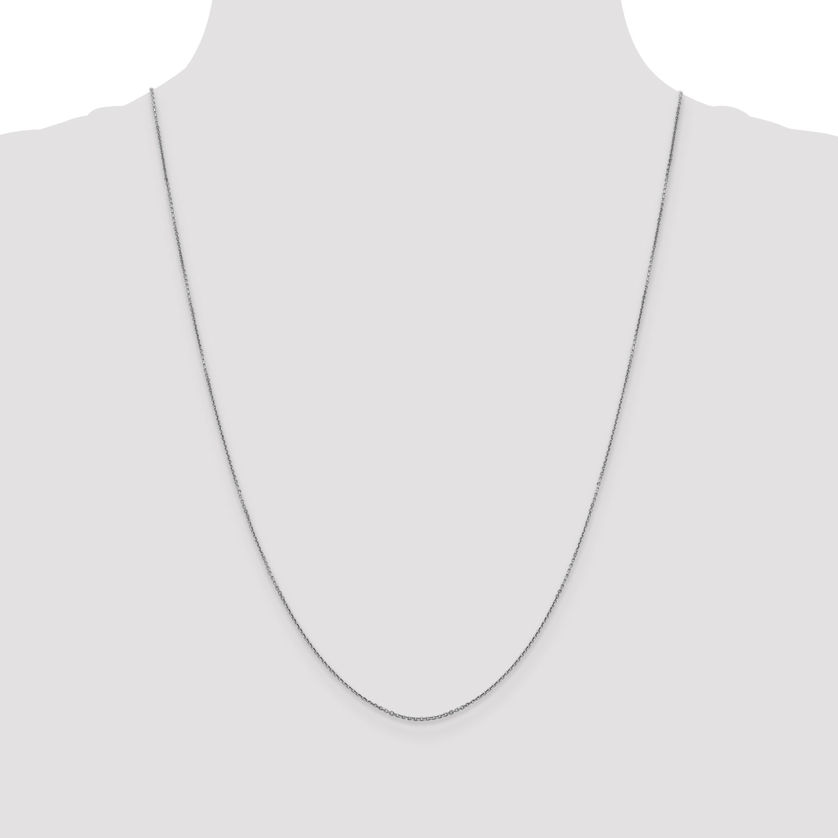 14k White Gold .9mm D/C Round Open Link Cable Chain