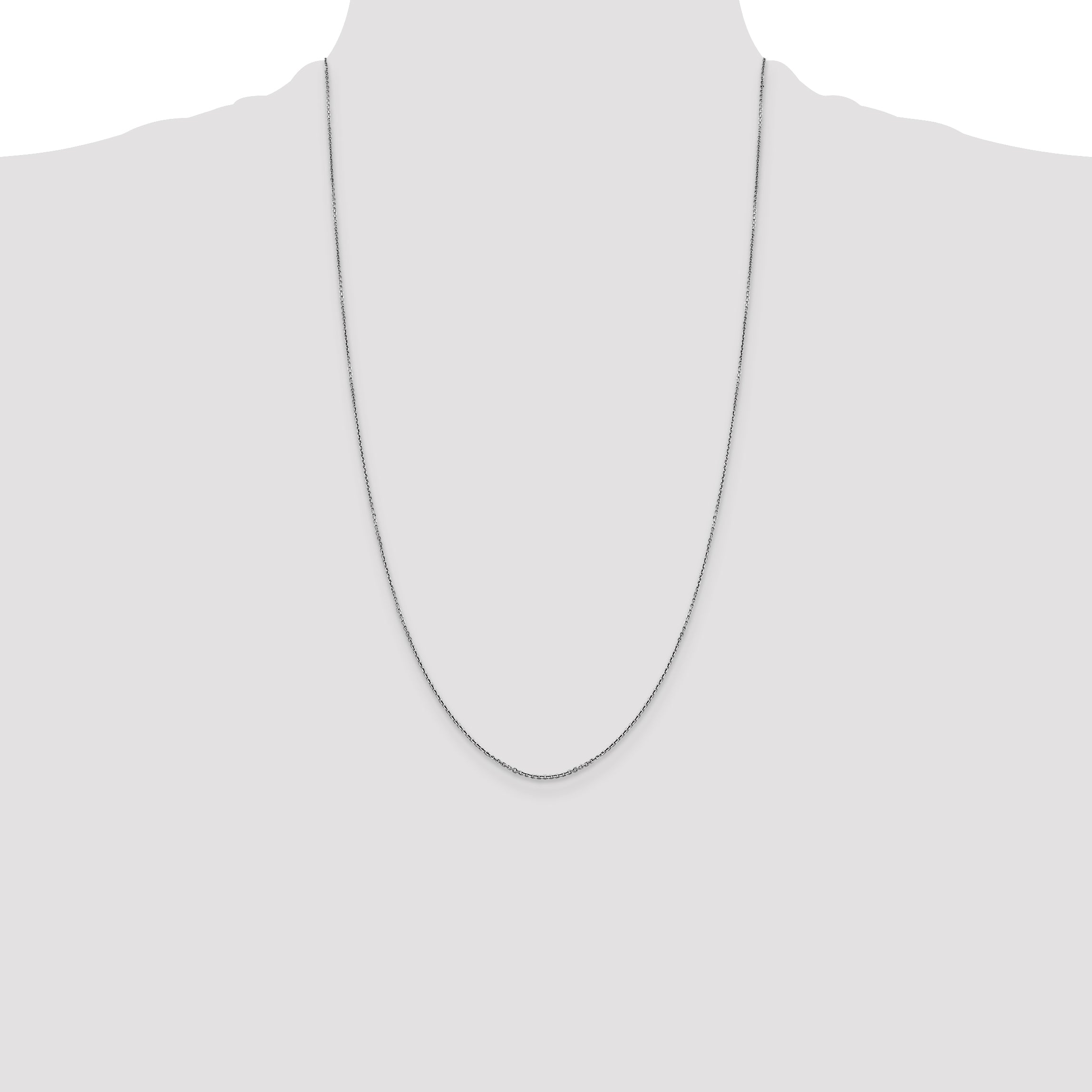 14k White Gold .9mm D/C Round Open Link Cable Chain