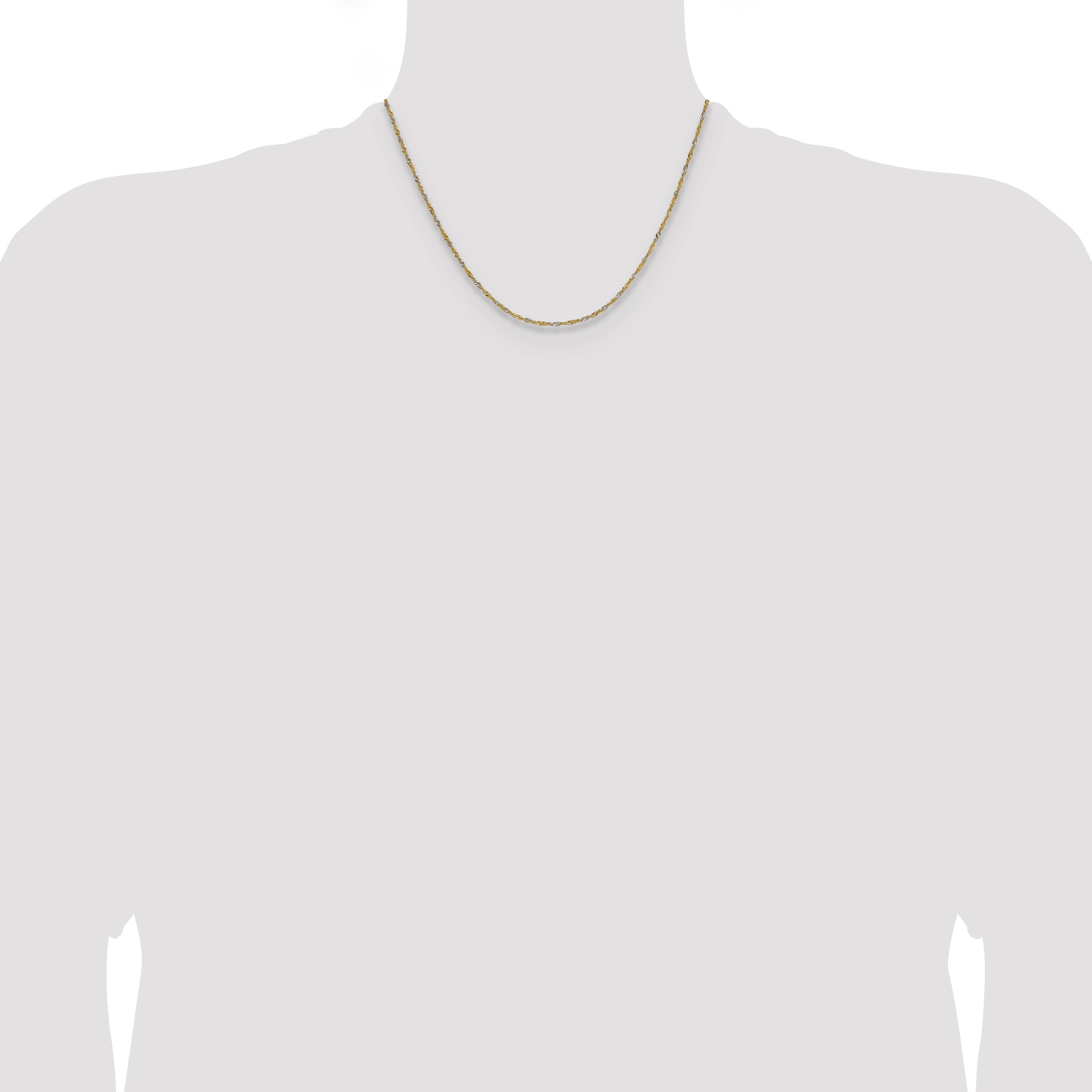 14k Yellow Gold with Rhodium 1.4mm Singapore Chain
