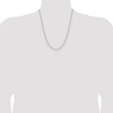 14k White Gold 2.1mm Solid Beveled Paperclip Chain