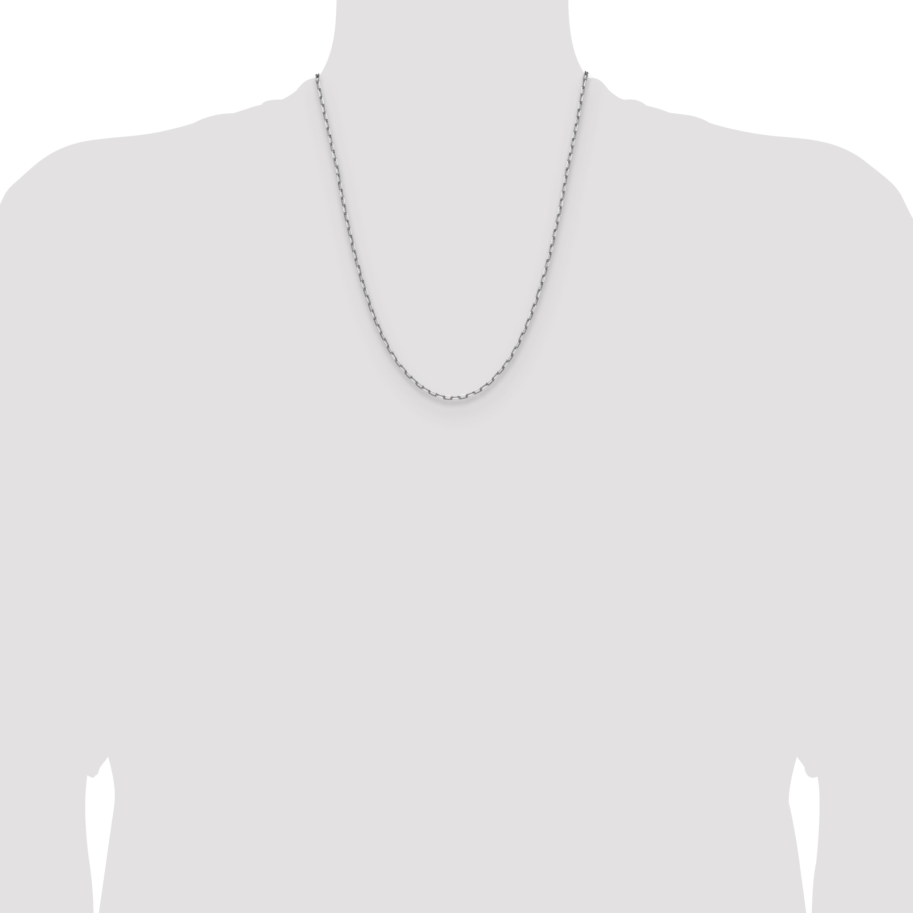 14k White Gold 2.1mm Solid Beveled Paperclip Chain