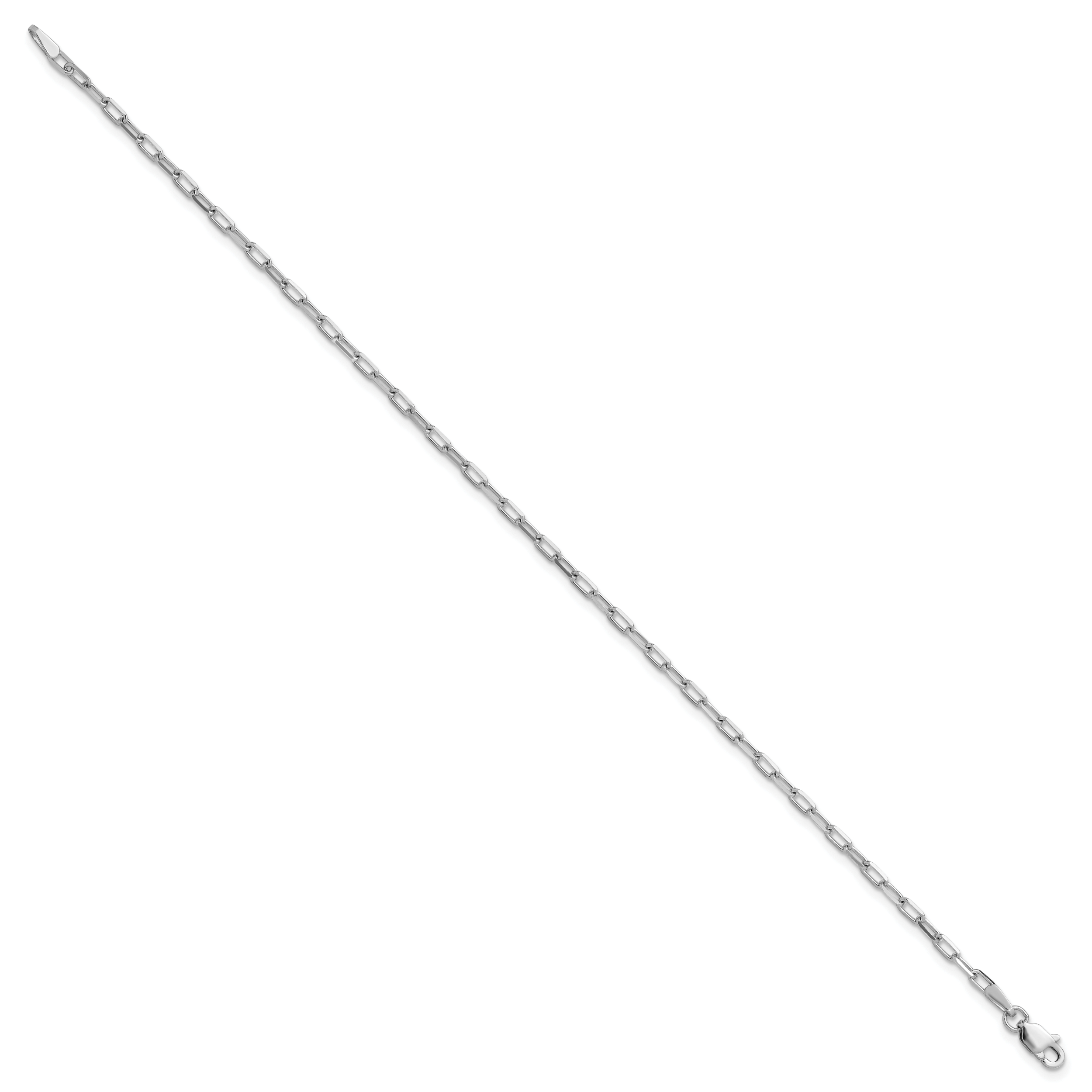 14k White Gold 2.1mm Solid Beveled Paperclip Chain