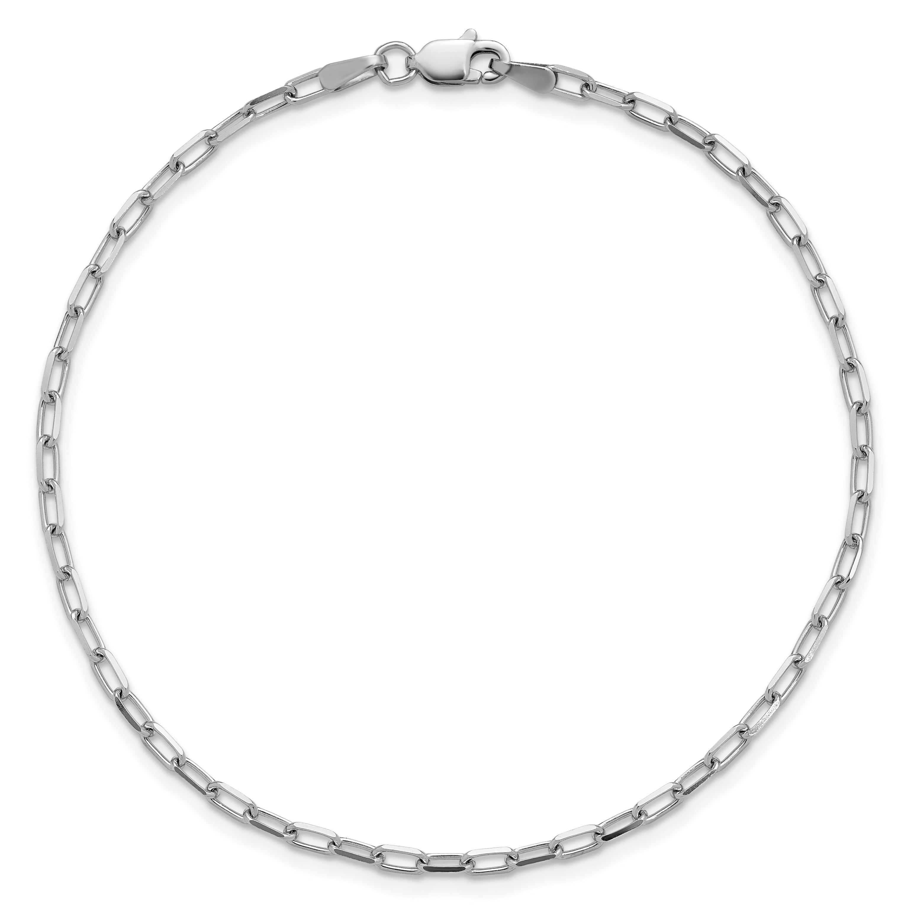 14k White Gold 2.1mm Solid Beveled Paperclip Chain