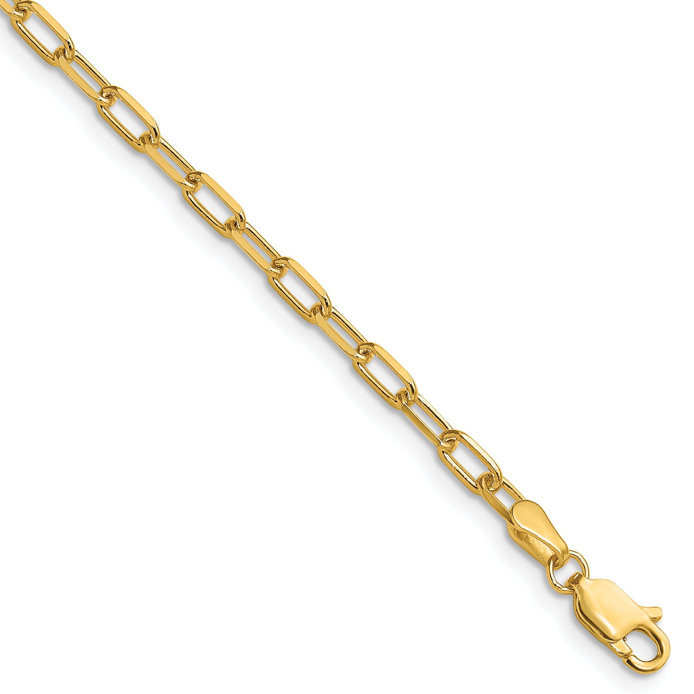 14k 3.0mm Solid Beveled Paperclip Chain