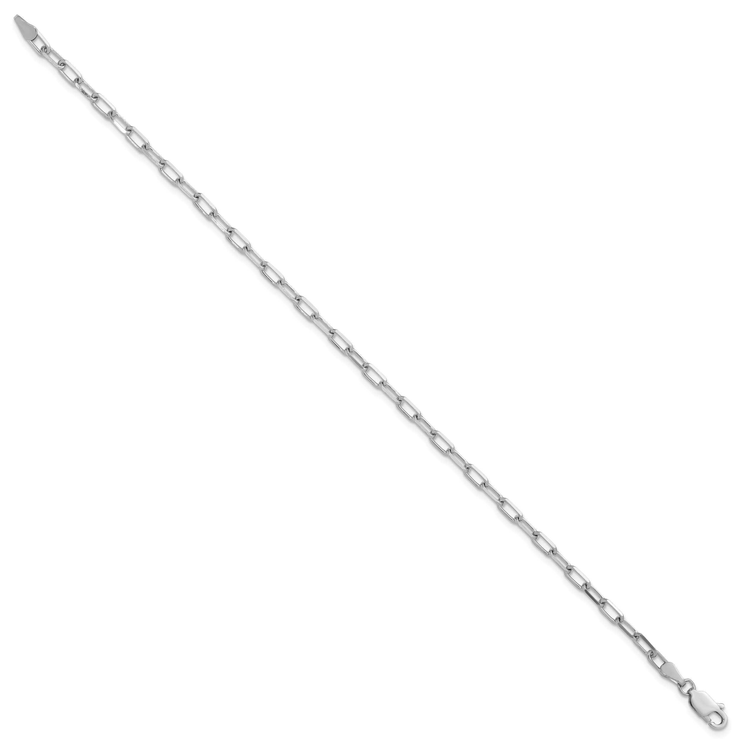 14k White Gold 3.0mm Solid Beveled Paperclip Chain