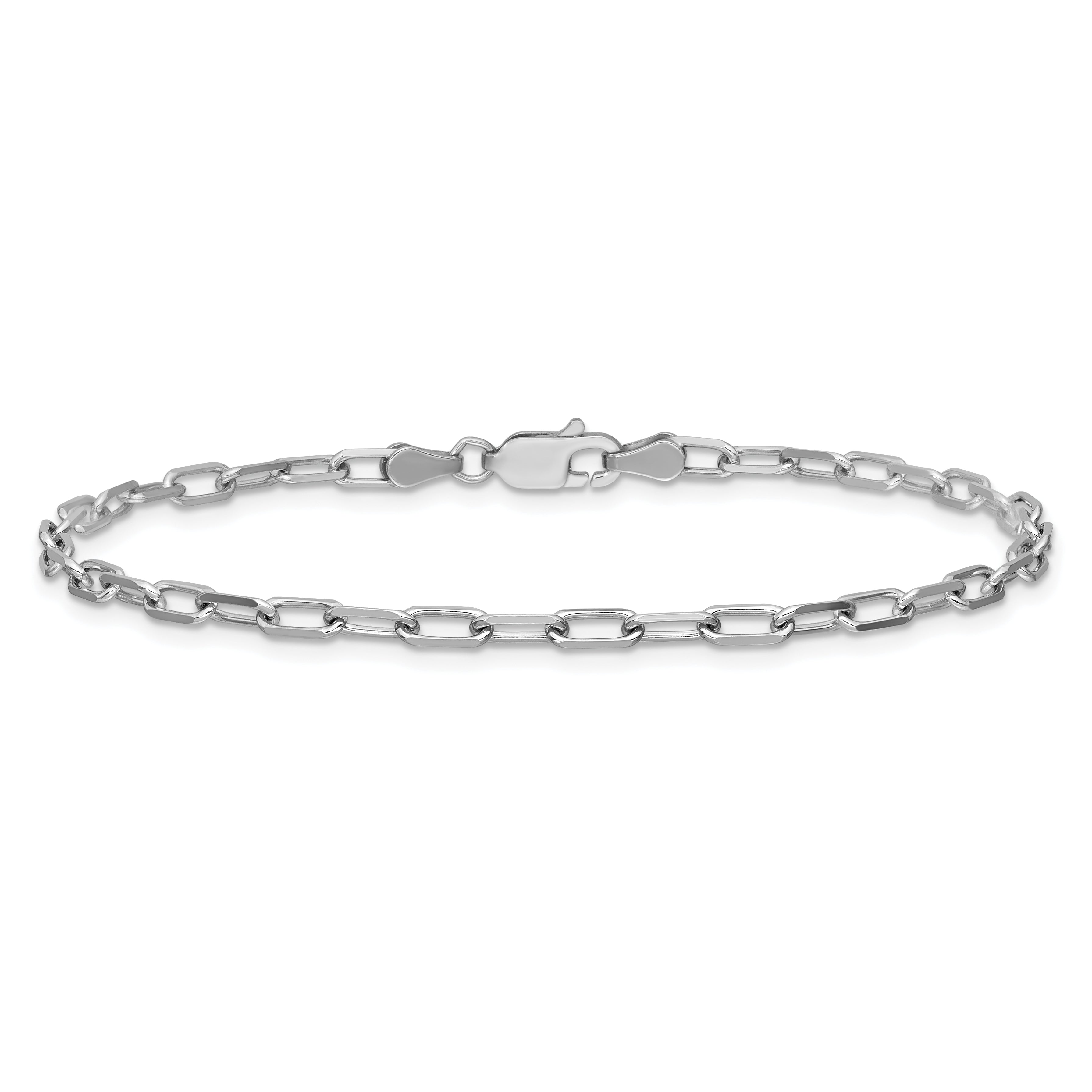 14k White Gold 3.0mm Solid Beveled Paperclip Chain