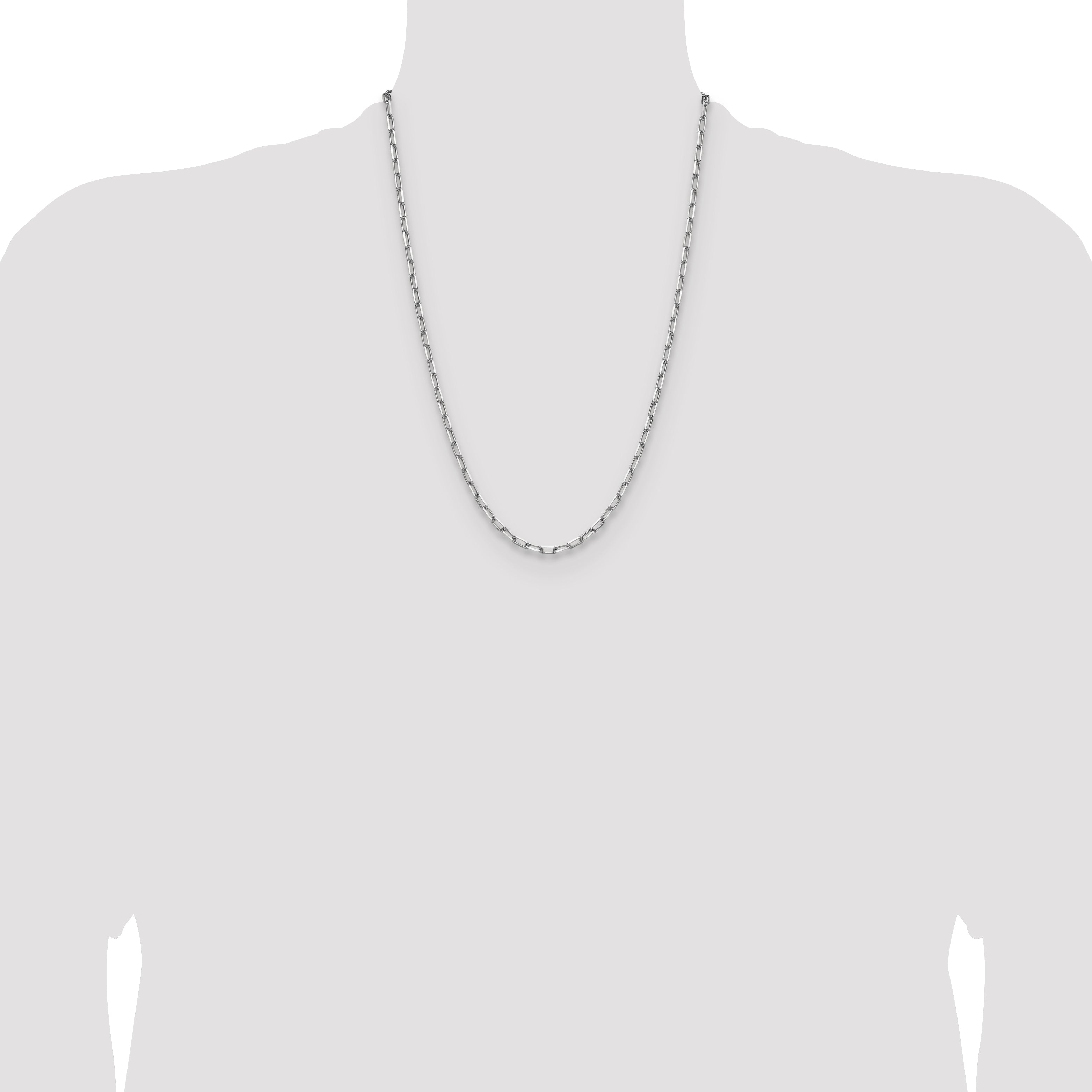 14k White Gold 3.5mm Solid Beveled Paperclip Chain