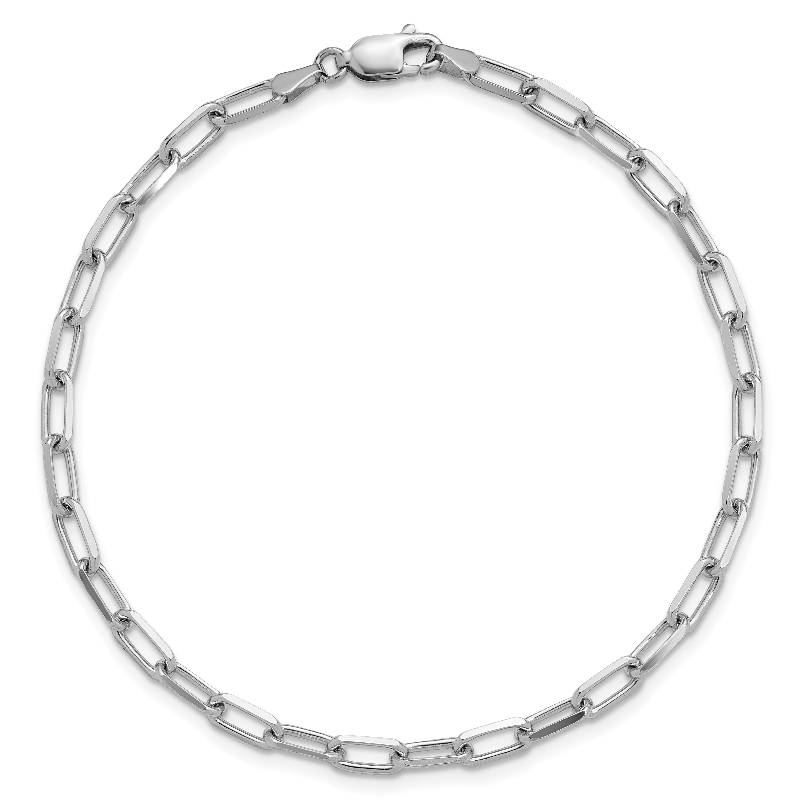 14k White Gold 3.5mm Solid Beveled Paperclip Chain