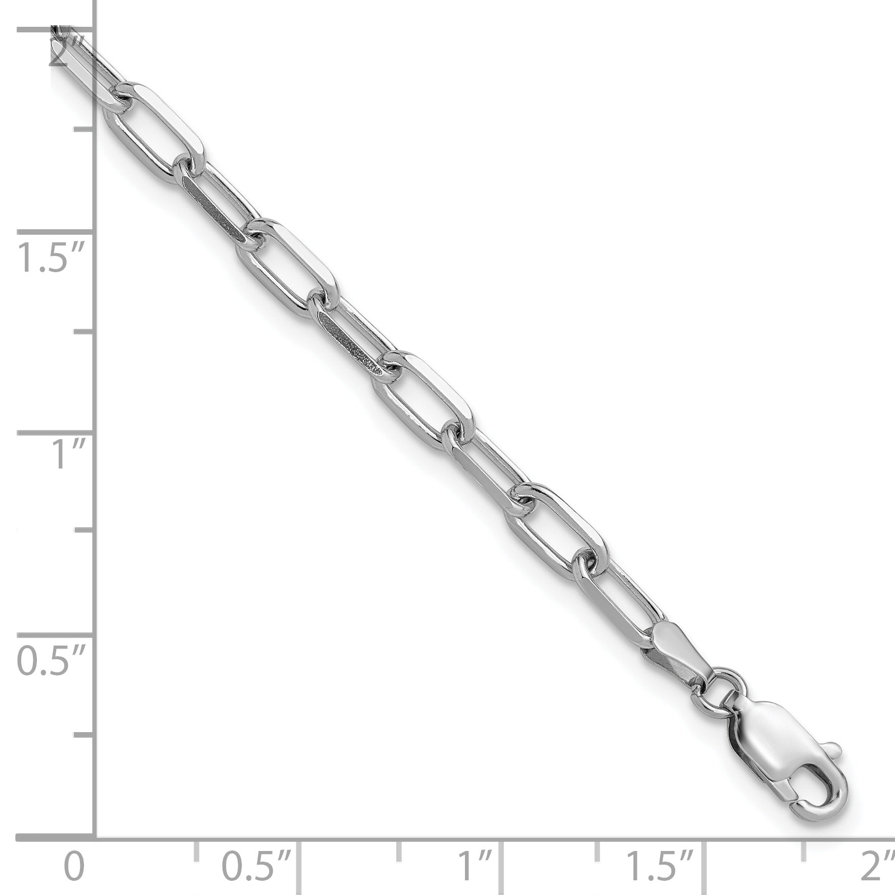 14k White Gold 3.5mm Solid Beveled Paperclip Chain
