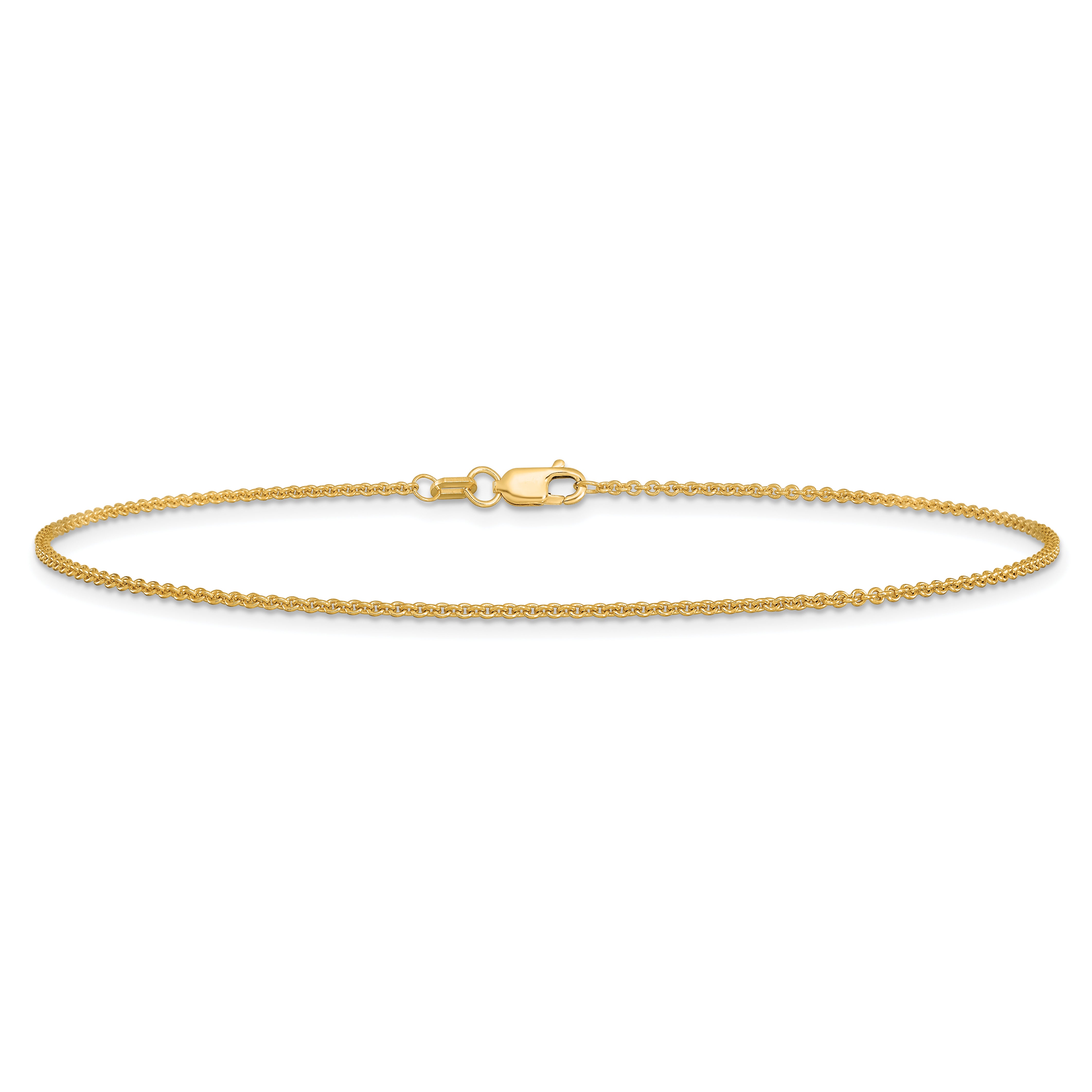 14k 1.4mm Round Open Link Cable Chain Anklet
