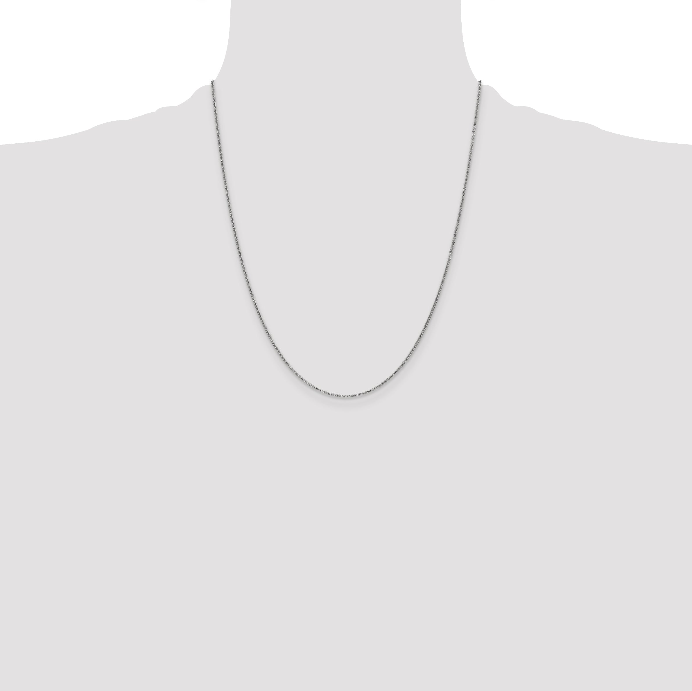 14k White Gold 1mm Round Open Link Cable Chain