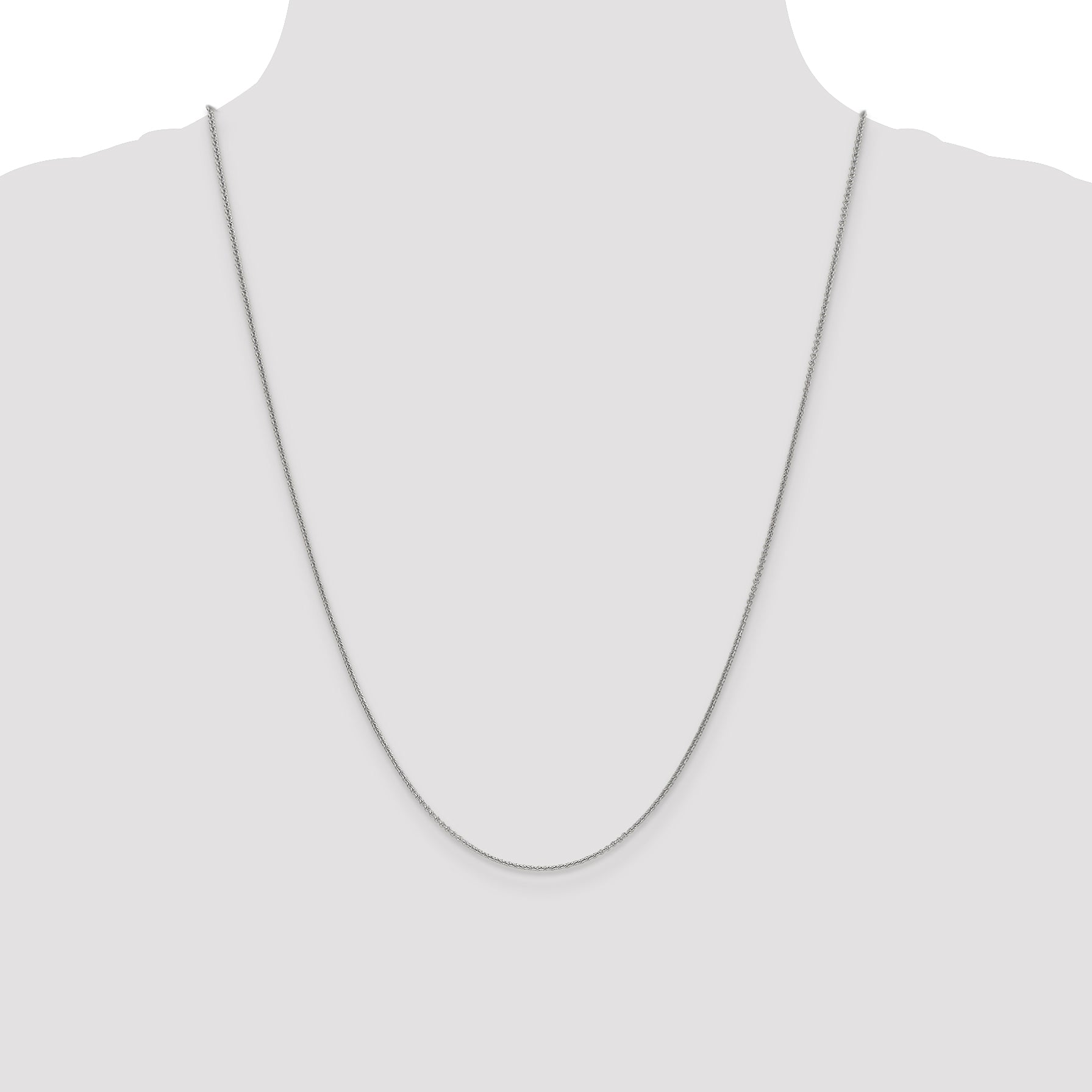 14k White Gold 1mm Round Open Link Cable Chain