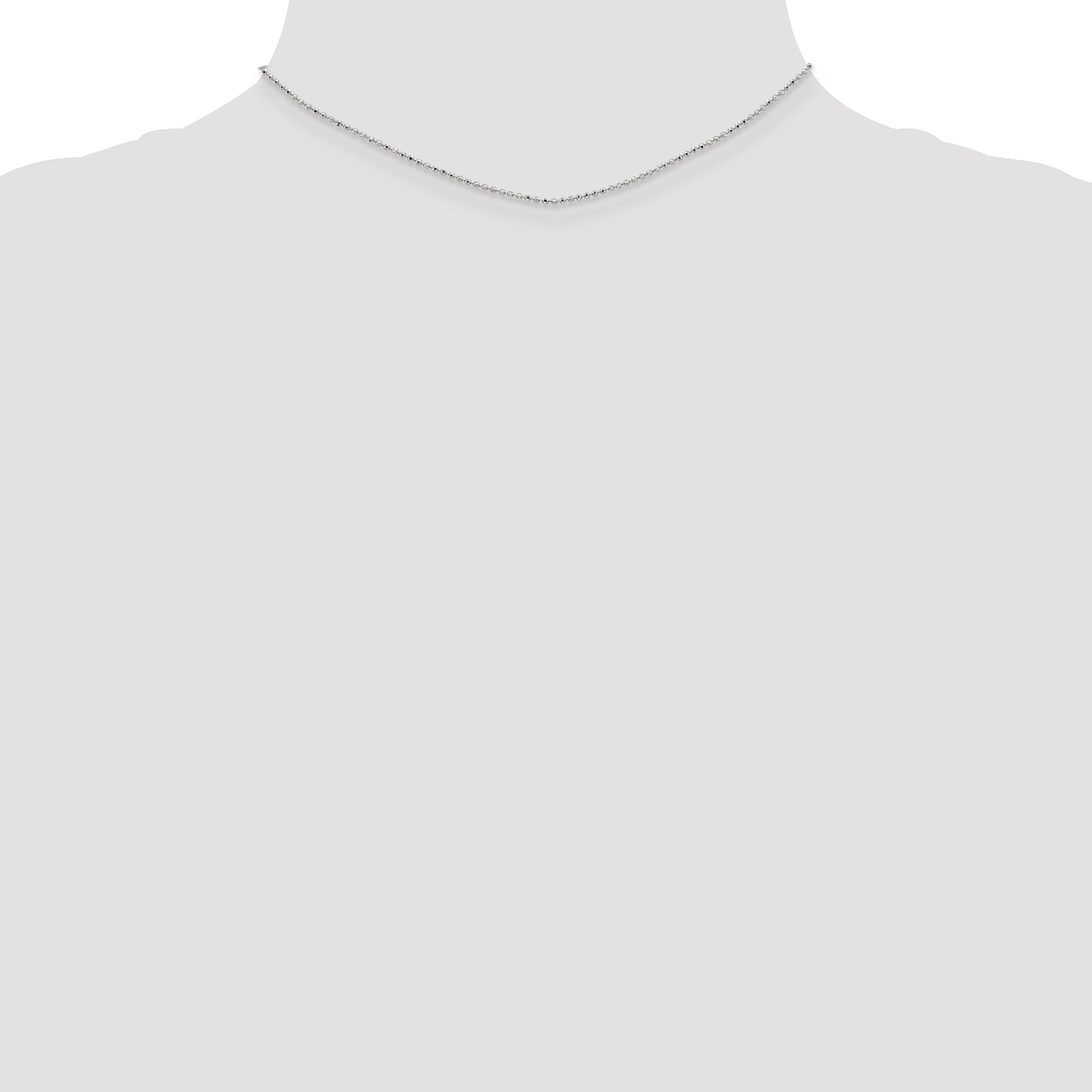 14k White Gold 1.2mm D/C Beaded Pendant Chain