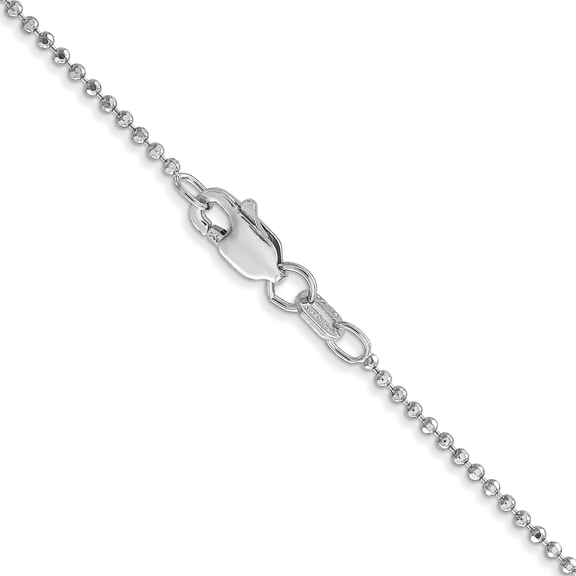 14k White Gold 1.2mm D/C Beaded Pendant Chain