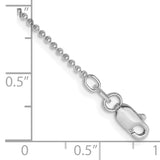 14k White Gold 1.2mm D/C Beaded Chain Anklet