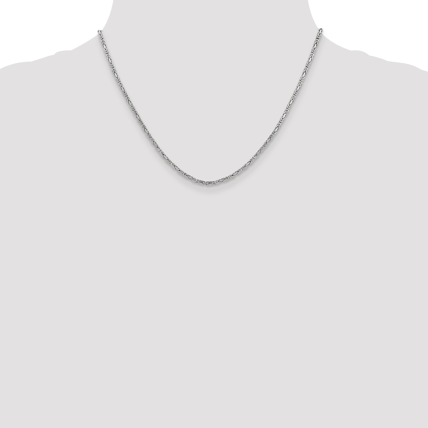 14k White Gold 2mm Byzantine Chain