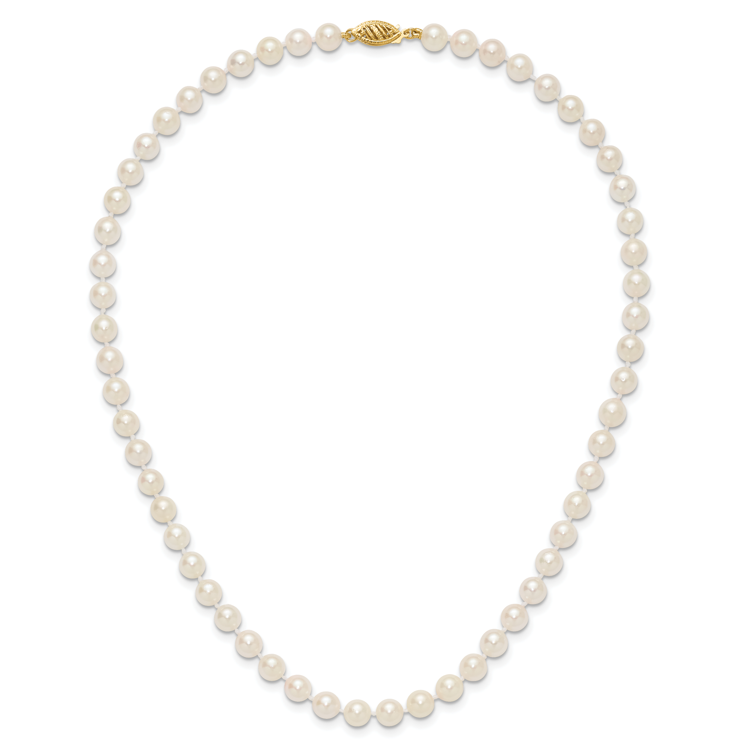 14k 6-7mm Round White Saltwater Akoya Cultured Pearl Necklace