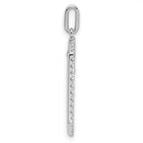 14K White Gold Polished Diamond Framed Dangle Cross Pendant