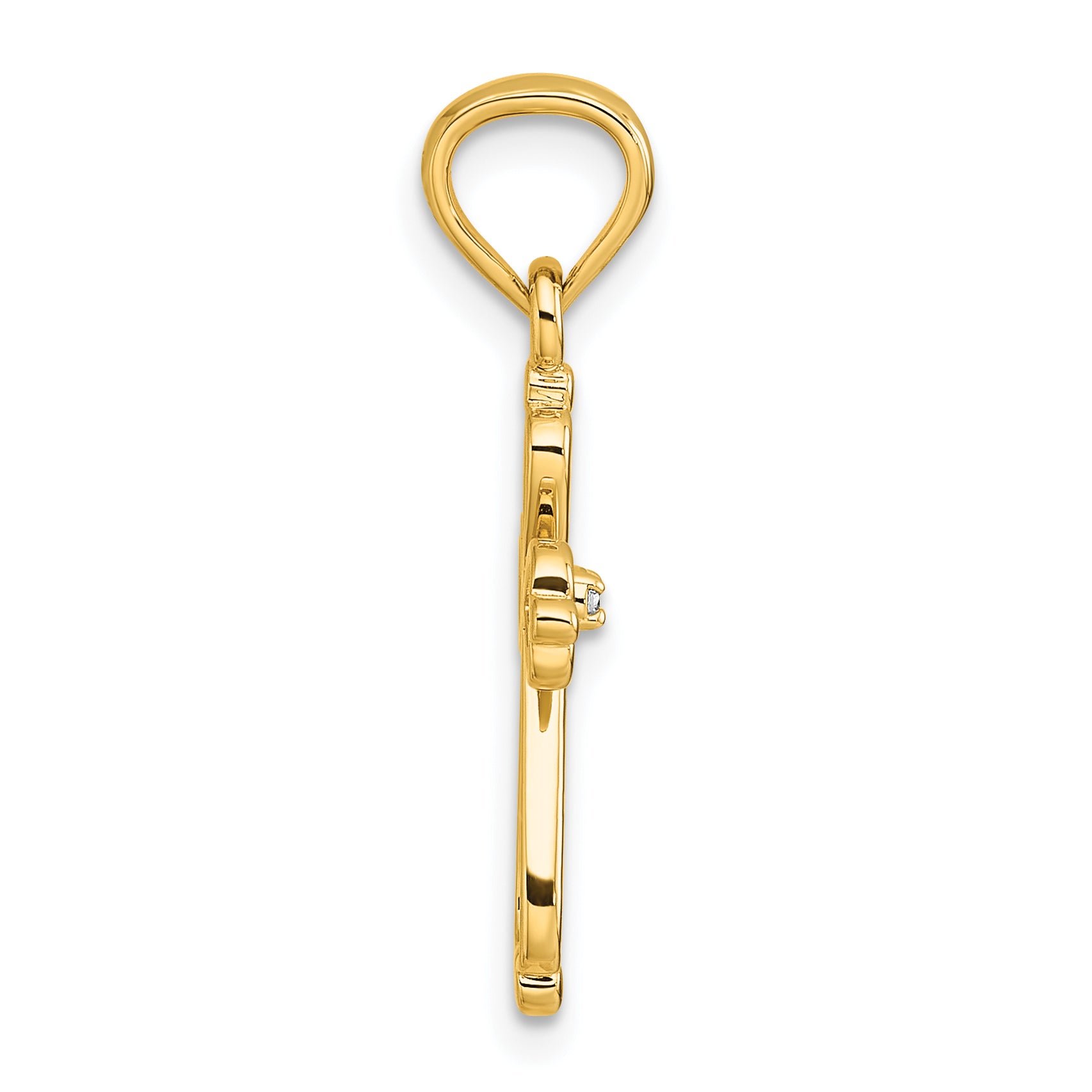 14k Diamond Accented Cross Pendant