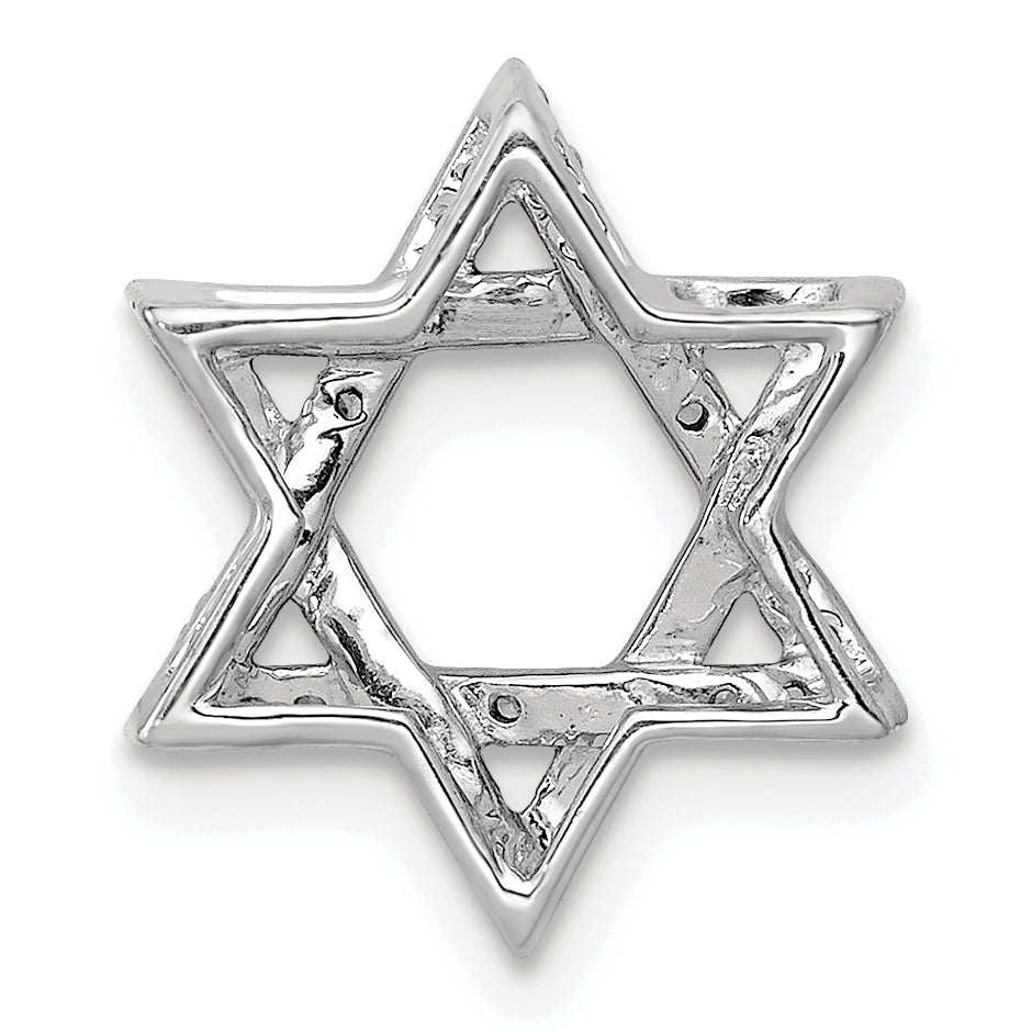 14k White Gold 1/10ct. Diamond Star of David Chain Slide