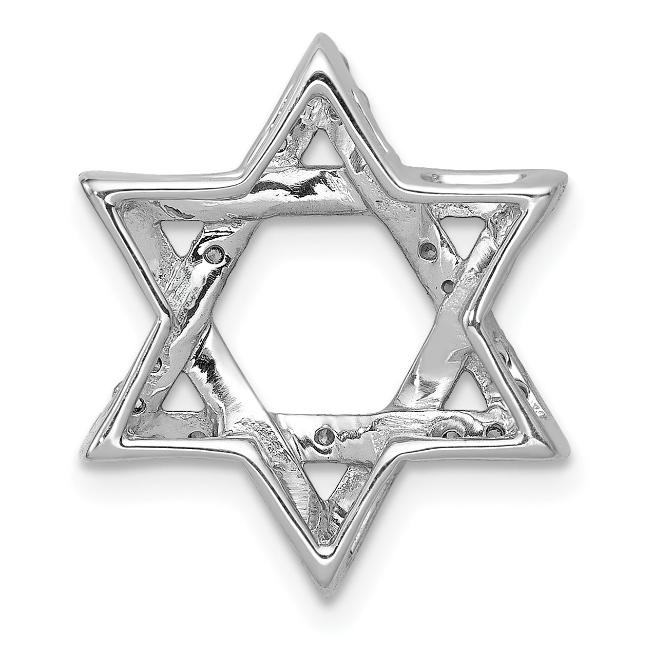 14k White Gold 1/4ct. Diamond Star of David Chain Slide