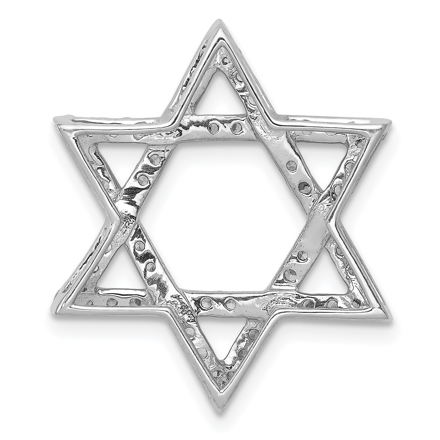 14k White Gold 5/8ct. Diamond Star of David Chain Slide
