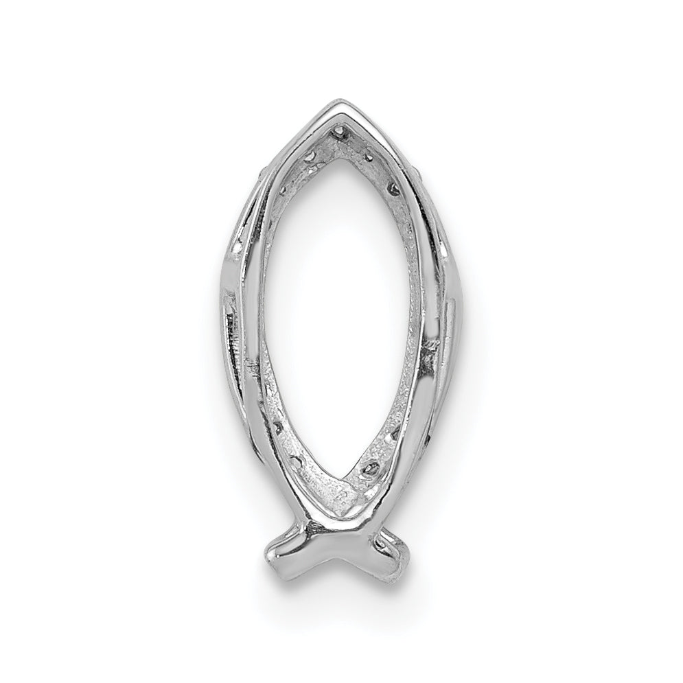 14k White Gold 1/15ct. Diamond Ichthus Chain Slide