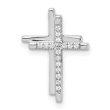 14k White Gold 1/10ct. Diamond Double Cross Chain Slide
