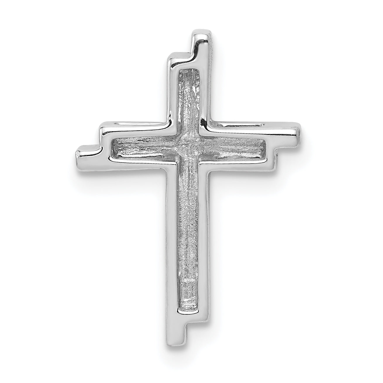 14k White Gold 1/10ct. Diamond Double Cross Chain Slide