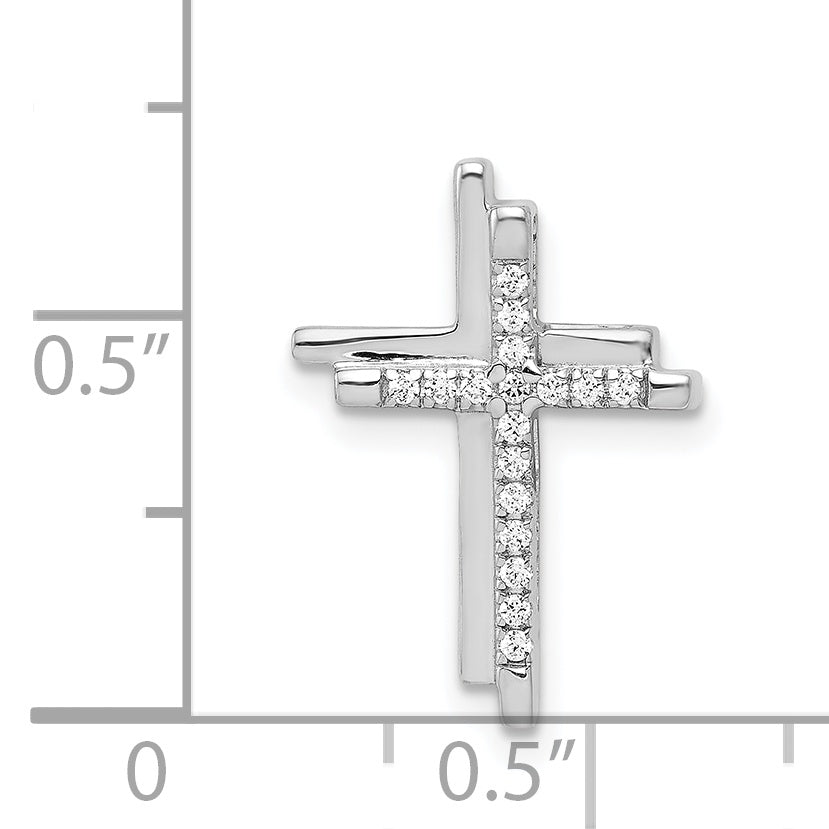 14k White Gold 1/10ct. Diamond Double Cross Chain Slide