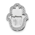 14k White Gold 1/10ct. Diamond Chai on Hamsa Chain Slide
