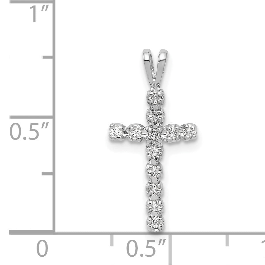 14k White Gold AA 1/8ct. Diamond Latin Cross Pendant