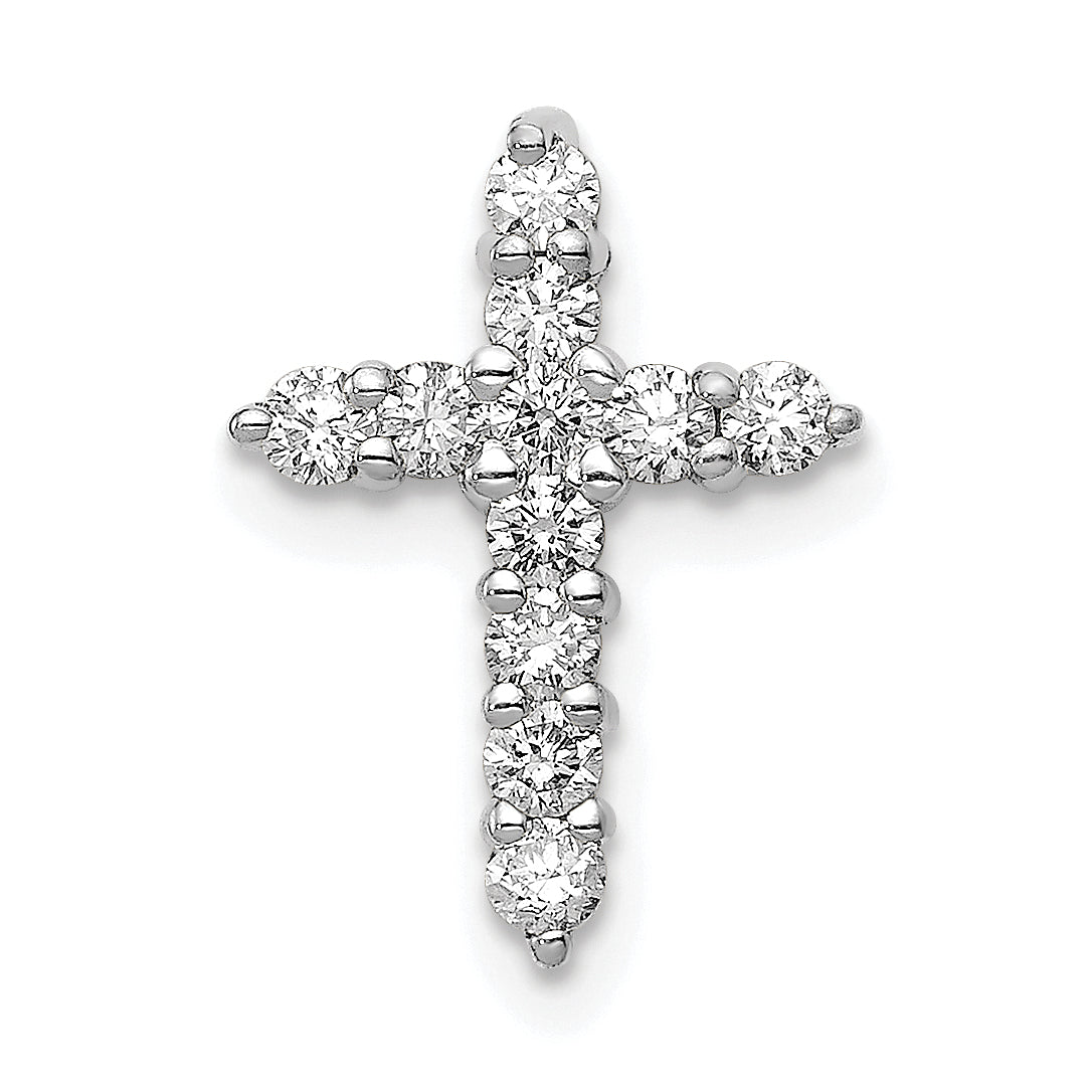 14k White Gold AA 1/3ct. Diamond Cross Pendant
