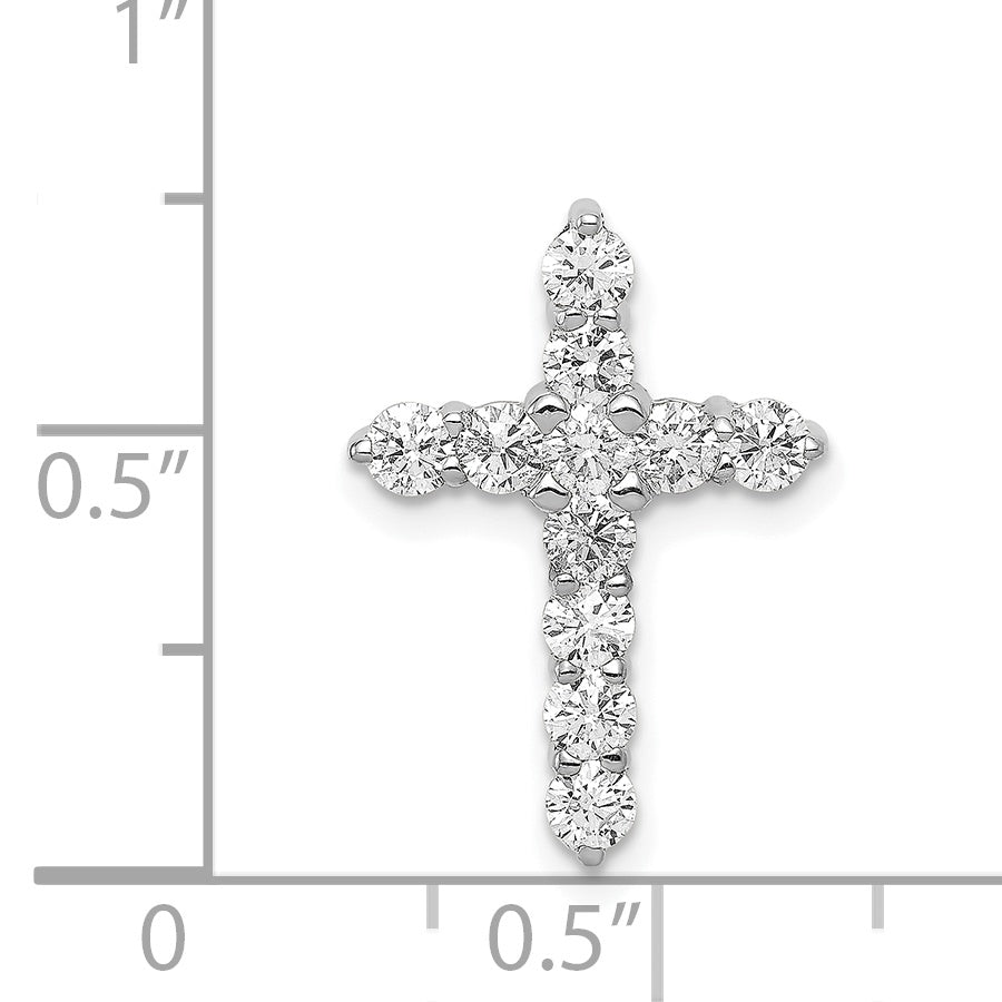 14k White Gold AA 3/4ct. Diamond Cross Chain Slide