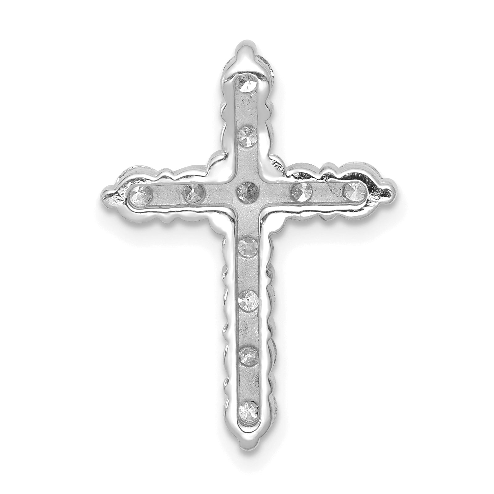 14k White Gold AA 1ct. Diamond Cross Chain Slide