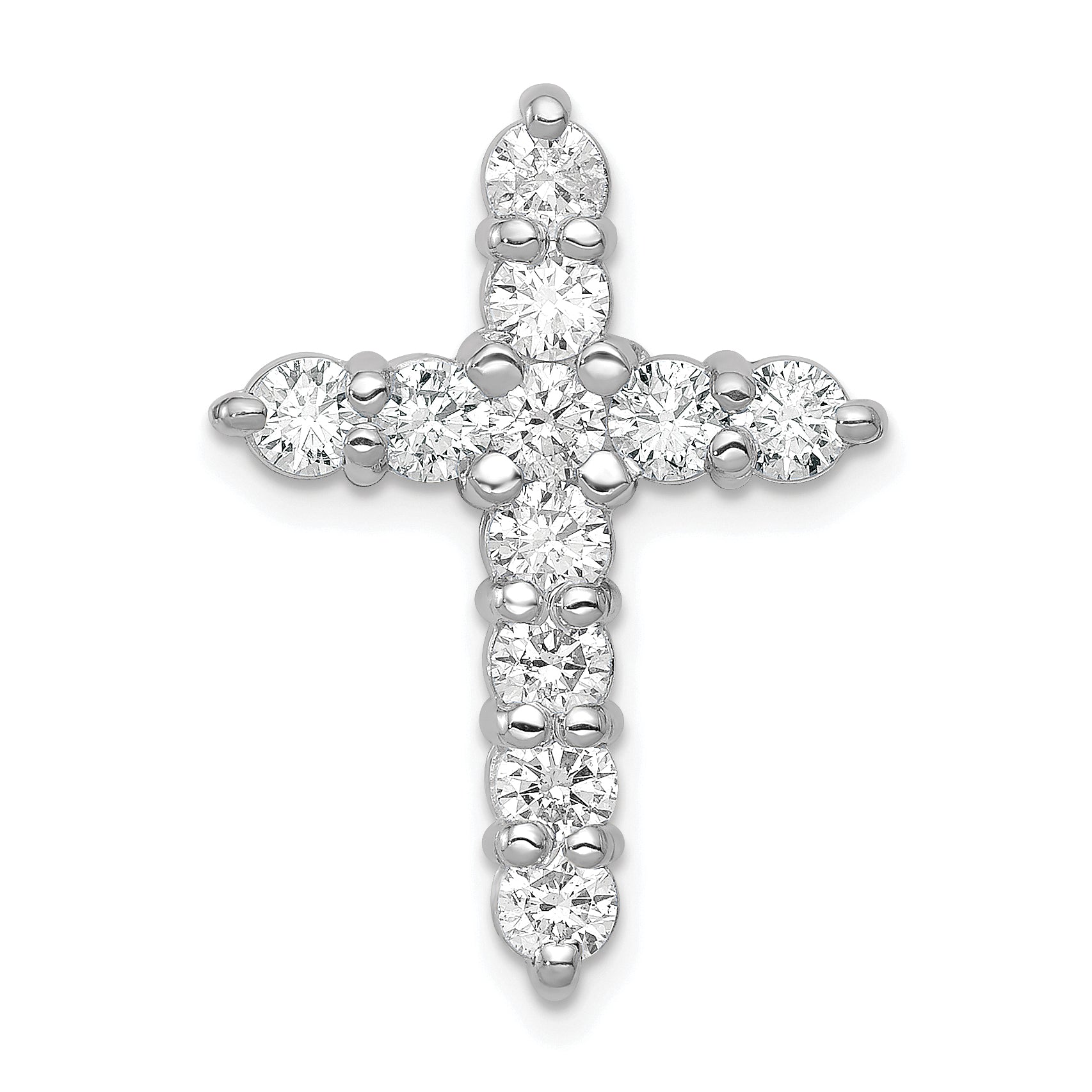 14k White Gold AA 1.25ct. Diamond Cross Chain Slide