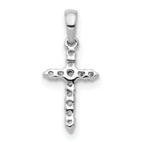 14k White Gold Polished Diamond Cross Pendant