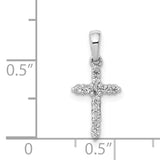 14k White Gold Polished Diamond Cross Pendant