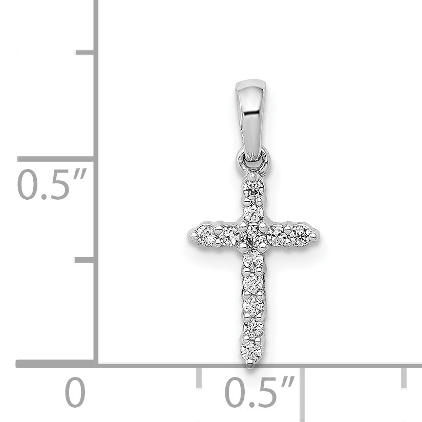 14k White Gold Polished Diamond Cross Pendant