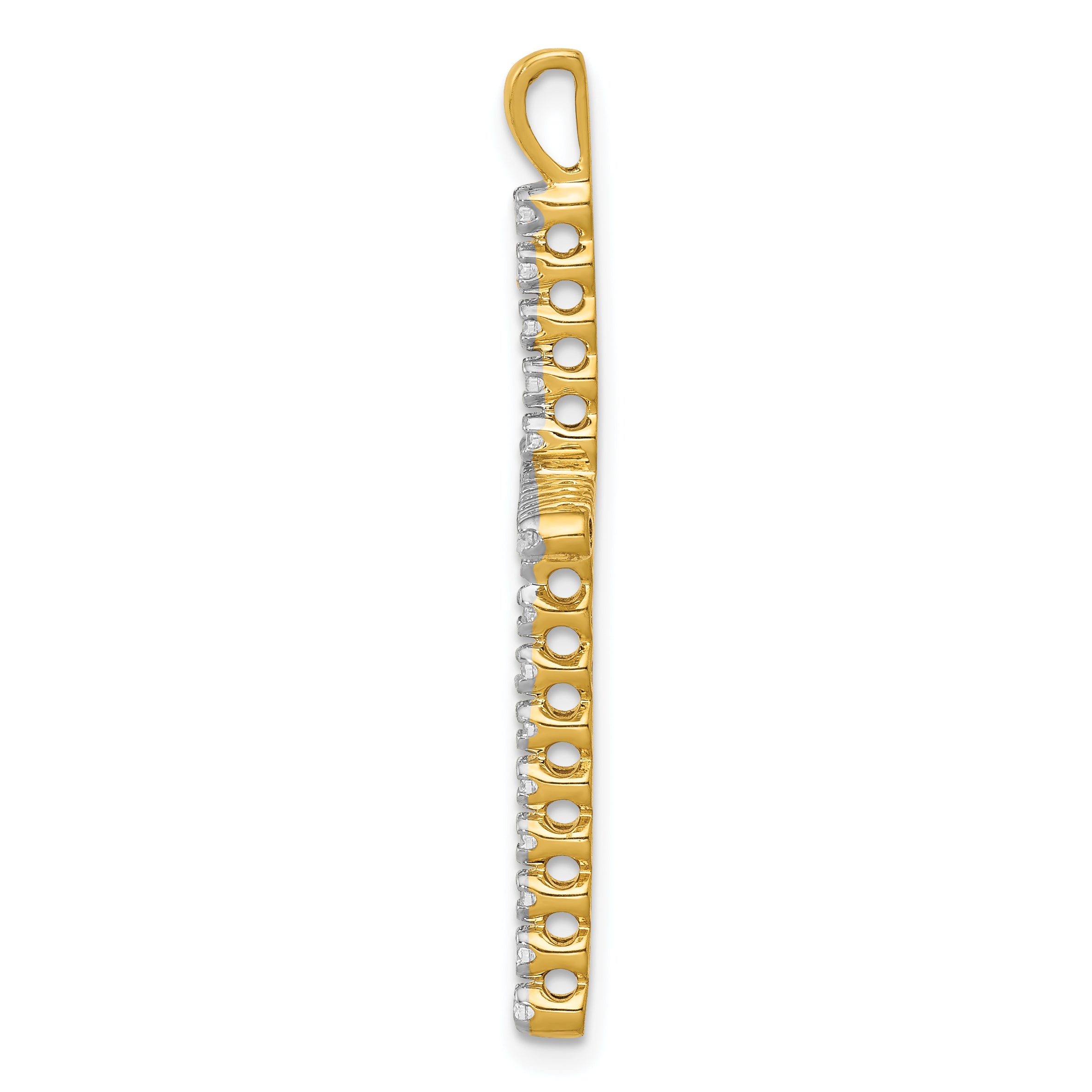 14k and Rhodium 1/4ct. Diamond Cross Pendant