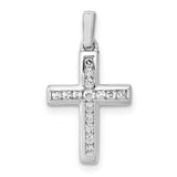 14k White Gold 1/6ct. Diamond Latin Cross Pendant