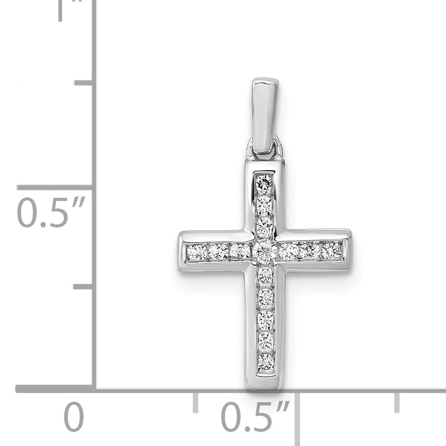 14k White Gold 1/6ct. Diamond Latin Cross Pendant