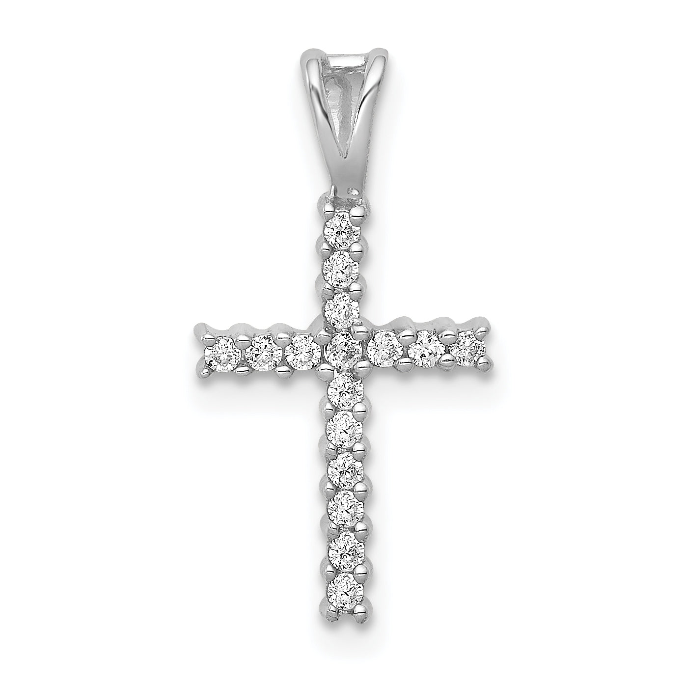 14k White Gold 1/6ct. Diamond Latin Cross Pendant