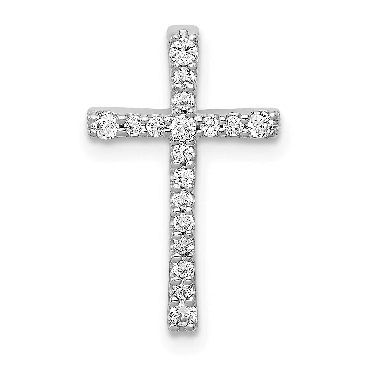 14k White Gold 1/5ct. Diamond Latin Cross Chain Slide