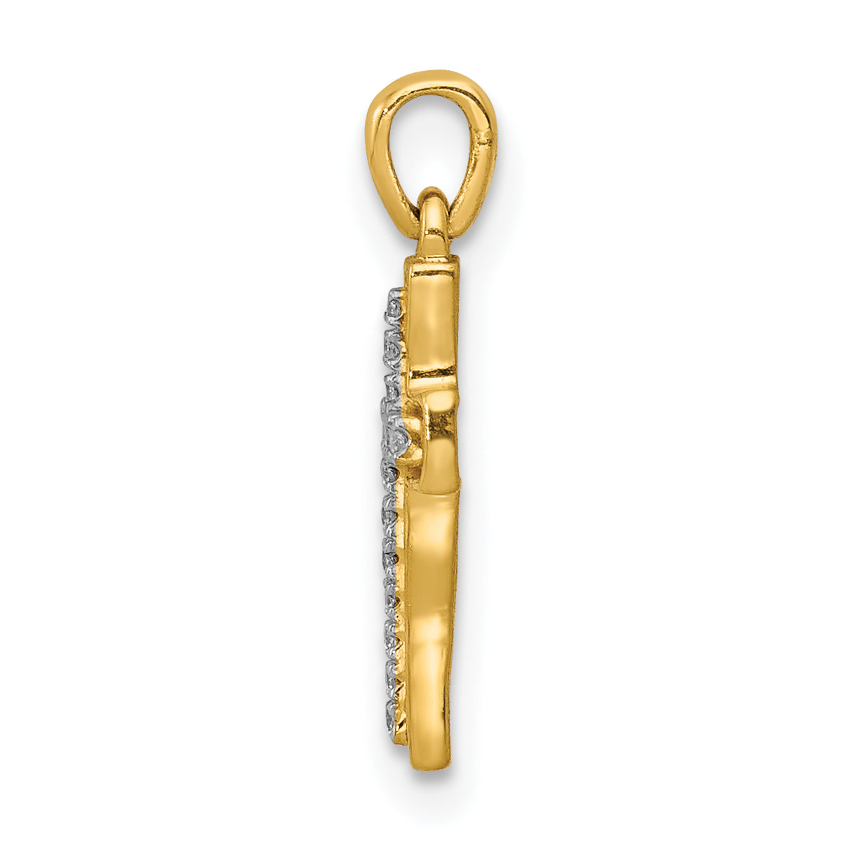 14k and Rhodium 1/20ct. Diamond Cross Pendant
