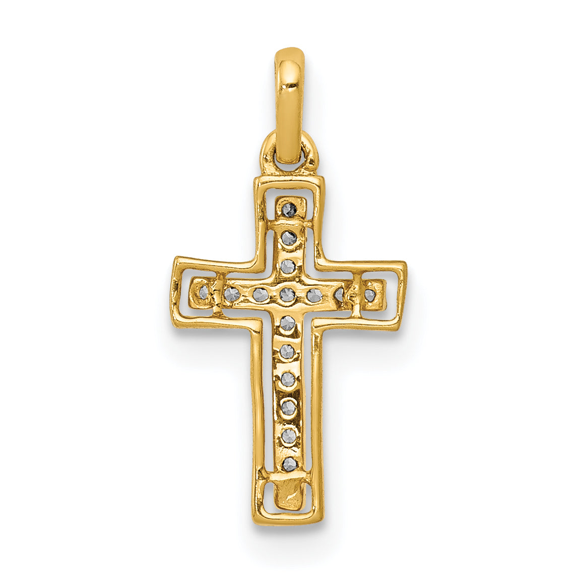 14k and Rhodium 1/20ct. Diamond Cross Pendant