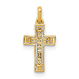 14k and Rhodium 1/20ct. Diamond Cross Pendant