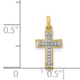 14k and Rhodium 1/20ct. Diamond Cross Pendant
