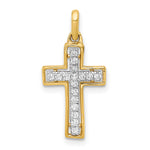14k and Rhodium 1/8ct. Diamond Cross Pendant