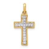 14k and Rhodium 1/8ct. Diamond Cross Pendant